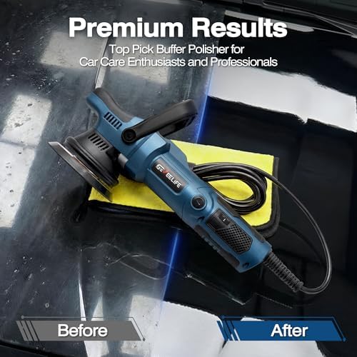 GEVEELIFE Buffer Polisher, 15mm Dual Action Random Orbital Polisher, 5 Inch/6 Inch Car Detailing Kit, 6 Variable Speed 2000-5200 RPM – Professional Car Buffer for Trucks and SUVs