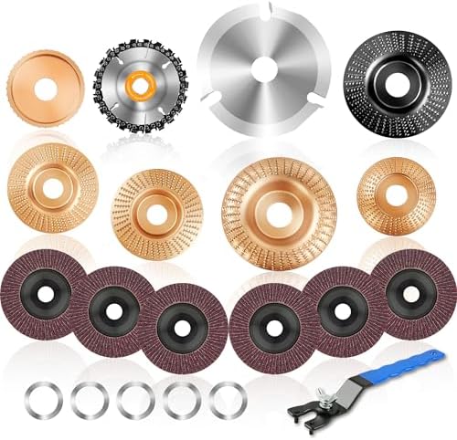 15 Pcs Wood Carving Disc Set, 4 1/2 Inch Grinding Wheels