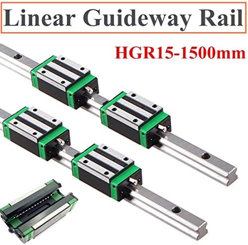 Linear Guide Rail 2 X HGR 15-1500mm Linear Slide Rail + 4 X Bearing Blocks Linear Guideway Rail for DIY CNC Routers Lathes Mills