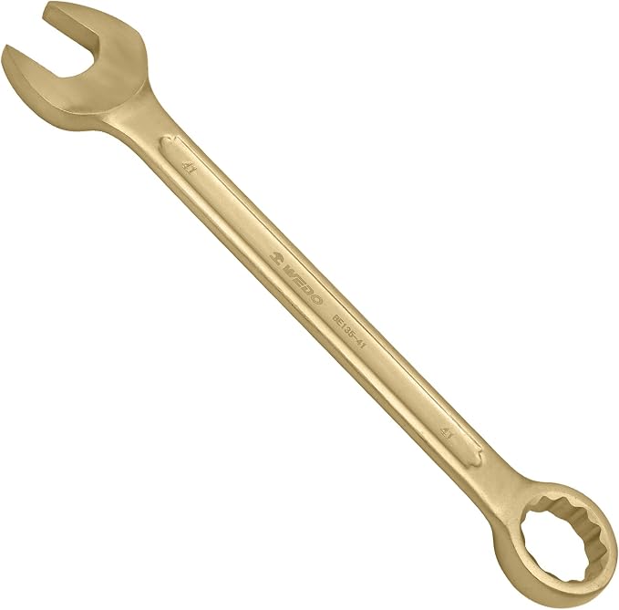 WEDO Non-Sparking Combination Wrench 46mm,Metric,Aluminum Bronze | 12-Point Spark-free Spanner,15 Degree Offset,Corrosion Resistance,DIN3113 Standard,BAM&FM Certificate,For Oil,Chemical,Mining