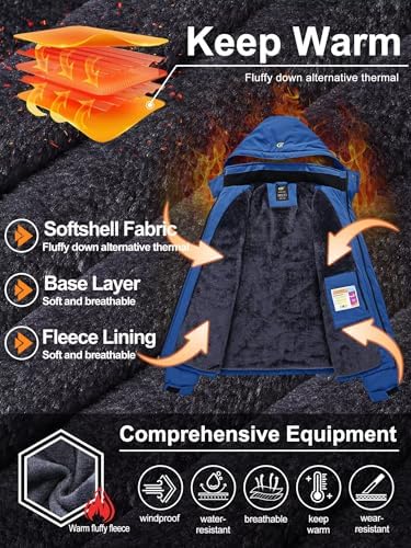 QPNGRP Mens Waterproof Ski Snowboard Jacket Winter Windproof Snow Coat