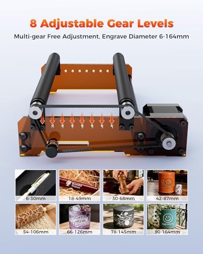 ACMER M3 Laser Rotary Roller for Laser Engraver Adjustable 6–164mm Diameter