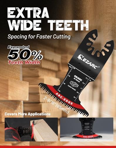 EZARC Bi-Metal Arc Edge Oscillating Tool Blade, 2-9/16" Extra-Wide Japanese Teeth Oscillating Saw Blades for Clean Cuts in Hard Wood & Plastic, Universal Fit Multitool Blades, 3-Pack