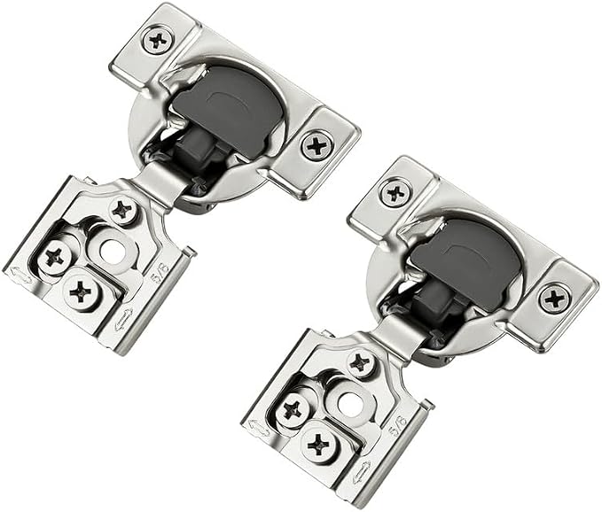 10 Pack 5 Pairs 5/8 inch Overlay Soft Close Hinges for Kitchen Cabinet Hinges Satin Nickel Hidden Hinges Stainless Steel Concealed Hinge self Closing