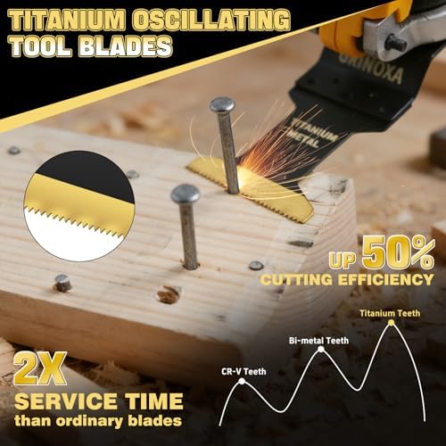 20pcs Titanium Oscillating Saw Blades, Universal Multitool Blades for Metal Nails Wood Cutting, Oscillating Tool Blade for Hard Material, Multi Tool Blades Kits for Milwaukee Dewalt Bosch Ryobi