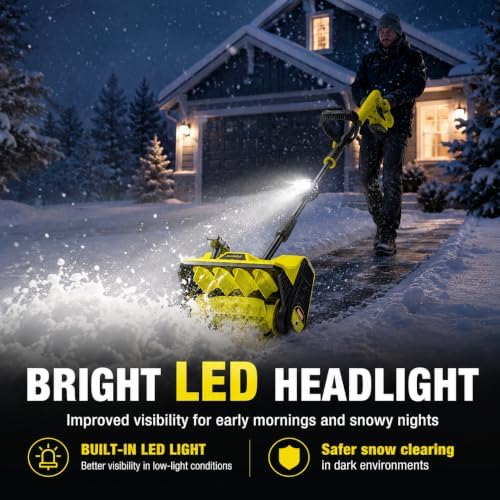 40V Brushless Cordless Snow Shovel, 13Inch Electric Snow Blower with 3 * 4.0 Ah Battery and Charger, Battery Powered Snow Removal with 25FT Throw Distance for Driveway,Steps, Patio, Sidewalk