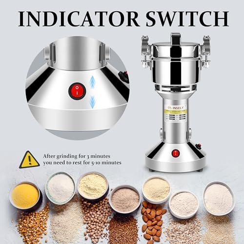 Grain Mill 150g,flour mill grinder for home,Electric Stainless Steel Grain Grinder for Wheat,Spices,coffee,Corn and Other Dry Food Grinders for Kitchen