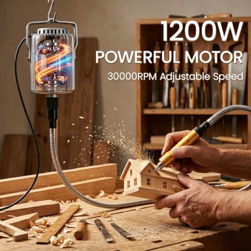 1200W Flex Shaft Rotary Tool, 30000RPM Hanging Grinder