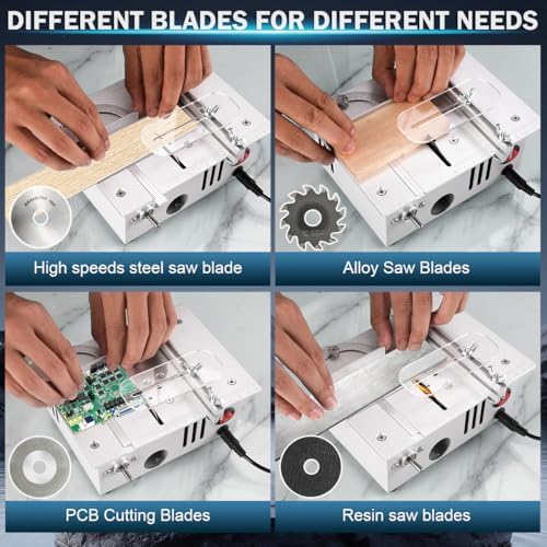 Mini table Saw,mini Table Saws for Crafts, Mini Multi Functional Table Saw, Dual-motor control for cutting, grinding,engraving and drilling.Speed & Angle Adjustable,for Wood/PCB/Acrylic/Plastic