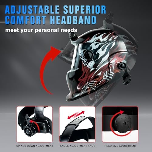 TRQWH Welding Helmet with Light True Color Auto Darkening Welding Helmets for Men Solar Powered Welding Hood with 2 Arc Sensor Wide Shade 4/9-13 for TIG MIG ARC Cool Welder Mask