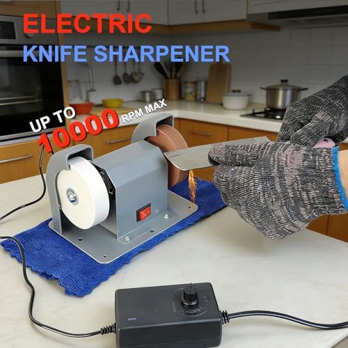 Electric Knife Sharpener Grinder 110V 2-in-1 Variable Speed Mini Bench