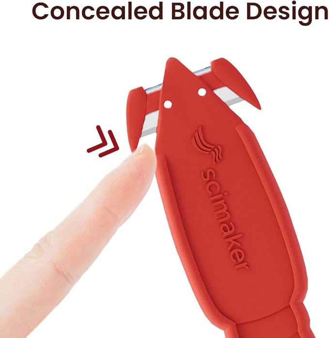36Pcs Safety Box Cutter Knife of Recessed Concealed Stainless Steel Blade, Lobster Package Opener Plastic Cutter for Box, Carton, Shrink Wrap, Plastic Straps.