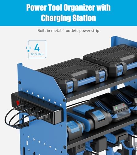 CCCEI Modular Power Tool Organizer Wall Mount with Charging, Blue, 1 Pack