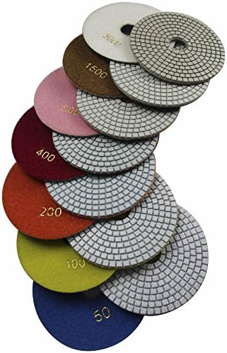 8" Wet Diamond Polishing Pads Set of 7pcs for Marble, Granite, Concrete,Stone Sanding Buffing