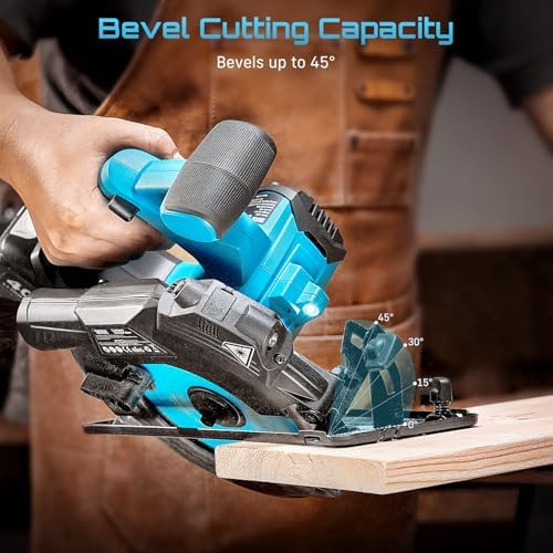 Seesii 6-1/2" Cordless Circular Saw with Total 8000mAh Battery & Charger