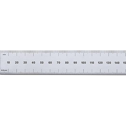 PEC Tools 6"/150mm Rigid Metal Ruler, Satin Chrome Carbon Steel Machinist Rule, Decimal & Metric Graduation (1/10", 1/100", 0.5mm, 1mm), Fully Hardened and Tempered, Made in USA