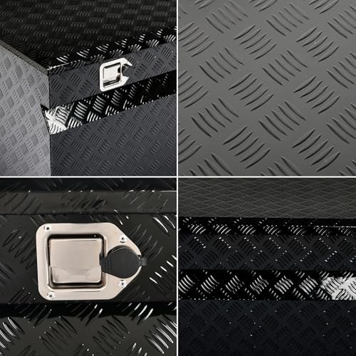 48 Inch Heavy-Wall Aluminum Truck Tool Box Pick Up Truck Bed RV Trailer Toolbox Storage Organizer with RigidCore Lid, Lock & Keys,Gloss Black,5 Bar Tread,48"(L) X24''(W) X21.25(H) Storage Box