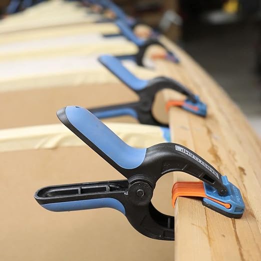 Rockler Bandy Spring Clamps (3-Pair) Easy Squeeze Band Clamps for Thinner Stock & Delicate Moldings One-Handed Operation Medium Nylon Hand Clamps w/Fiberglass