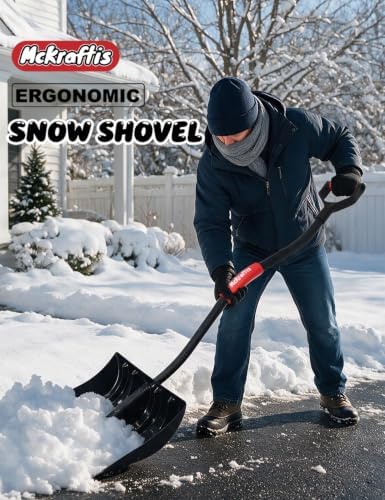 Ergonomic Snow Shovel for Driveway Home Garage; D-Grip