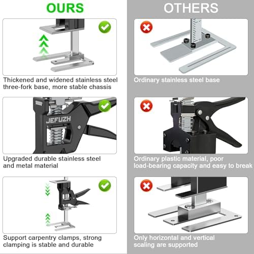 Labor Saving Arm Jack 2 Pack, 440 LBS Load Capacity Multi-Purpose Height Adjustable Lifting Tool, Handheld Furniture Lifter Furniture Jacks for Door Installation, Floor Tile Alignment, Cabinet Moving