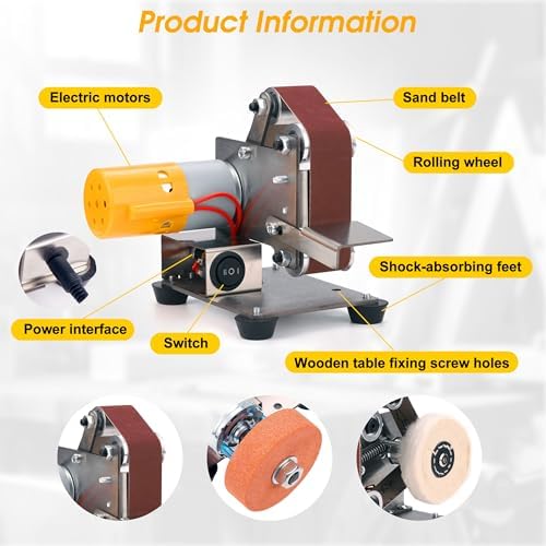 Mini Belt Sander for Knife Making, 3 IN 1 Electric Power Bench Belt Sanders
