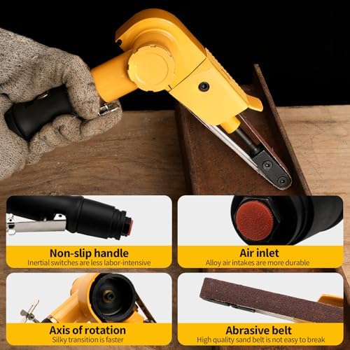 3/4" Pneumatic Air Belt Sander Set With 12 Mixed Grit Sanding Belt
