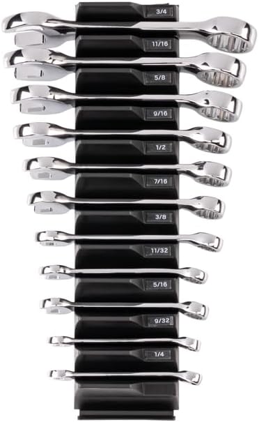 TEKTON Stubby Combination Wrench Set, 11-Piece | WCB95401 | (1/4 - 3/4 in.), Modular Organizers, Chrome Finish