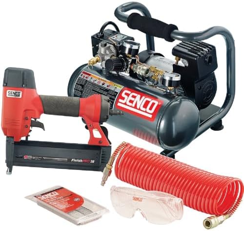 SENCO Pneumatic Brad Nailer 18 Gauge, Air Compressor Hose Combo (PC0947)