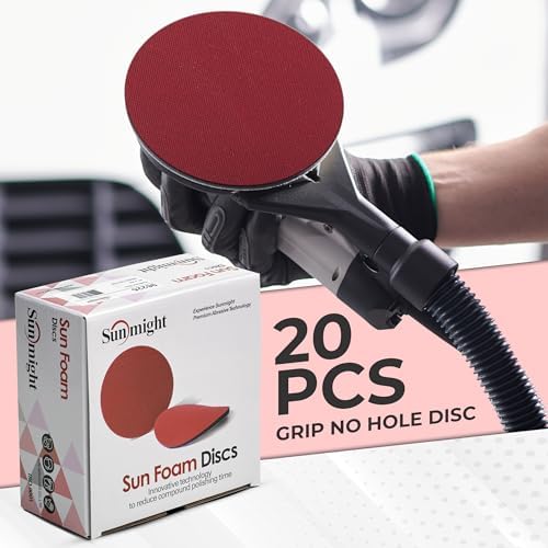 Sunmight Sunfoam Grip No Hole 3 Inch Sanding Discs - 2000 Grit Wet Dry Sandpaper for Car Paint, Headlight, Metal, Wood - Hook & Loop for Orbital & DA Sanders - Polishing & Finishing Abrasive (20 Pcs)