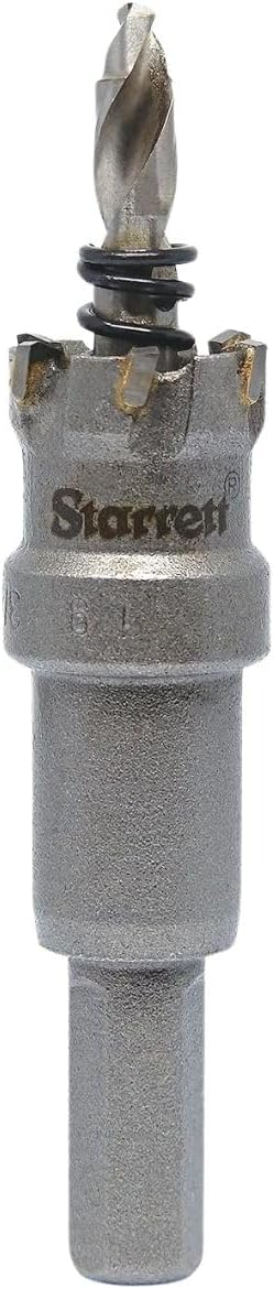 Starrett Tungsten Carbide Tipped Stainless Steel Sheet Metal Hole Saw - Ideal for Stainless, High Alloy Steel, Non-Ferrous Metals, Reinforced Fabrics - 3/4'' Diameter - SM19