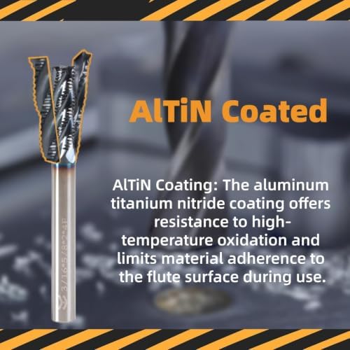 3/16" 4 Flute Roughing End Mill AlTiN Coated Carbide, 1Pcs