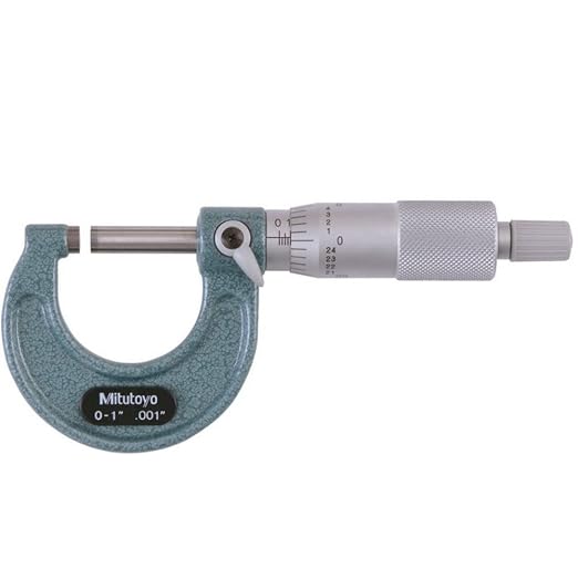 Mitutoyo 103-177 Outside Micrometer, Baked-Enamel Finish, Ratchet Stop, 0-1" Range, 0.001" Graduation, +/-0.0001" Accuracy | Ratchet Stop, Baked-Enamel Finish, 0.001" Graduation, +/-0.0001" Accuracy