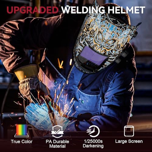 ARCCAPTAIN Auto Darkening Welding Helmet, 3.94"X3.66" Large Viewing Screen