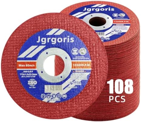 4 1/2 Cut Off Wheel, Angle Grinder Cutting Disc for Metal, Red 108 Count