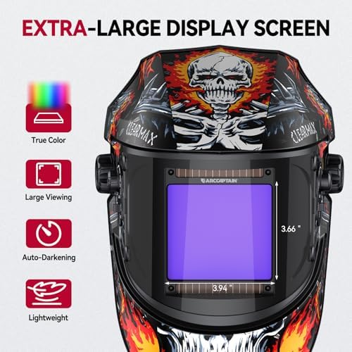 ARCCAPTAIN Welding Helmet, 3.94"×3.66" Auto Darkening Welding Hood