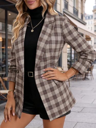 Mina Self 2026 Women's Fall Plaid Blazer Houndstooth Jacket Business Casual