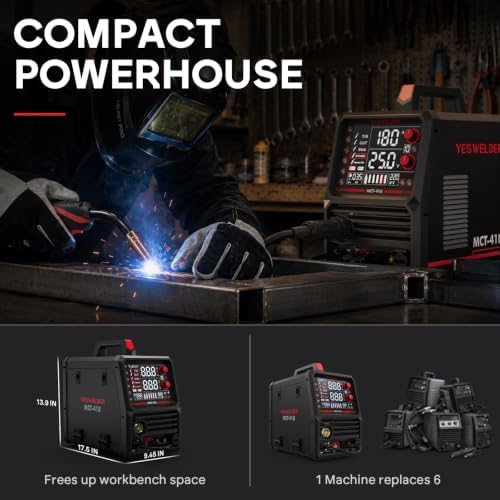 YESWELDER 6-in-1 Welder & Plasma Cutter Combo, 110V/220V MCT-418