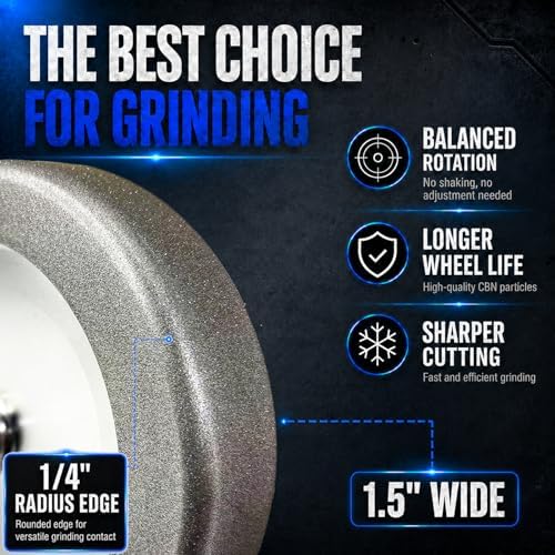 4-in-1 Plus CBN Grinding Wheel 8 Inch, 5/8" Arbor, 1.5" Wide, 1000 Grit