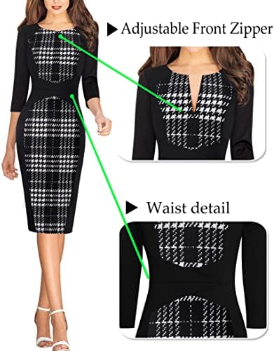 VFSHOW Womens Work Business Office Zipper Up Slim Bodycon Sheath Dress