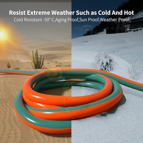 HUANCHAIN 16 Gauge 50 ft Outdoor Extension Cord with Lighted End, Flexible Cold-Resistant 3 Prong Electric Cord Waterproof Outside, 13Amp 1625W 16AWG SJTW, Orange Green, ETL