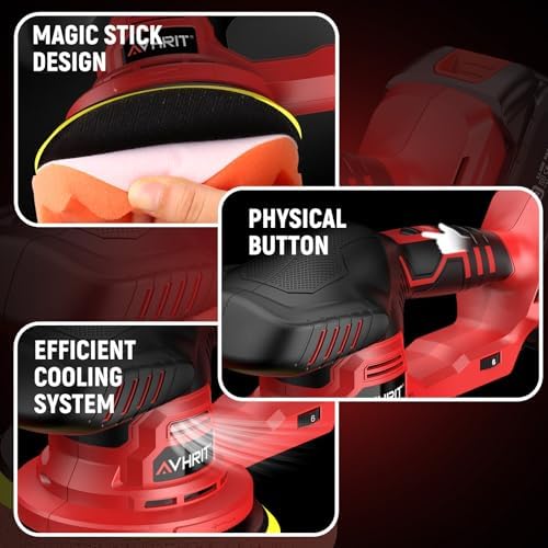 Updated 6 Inch Cordless Car Buffer Polisher with 2x4.0Ah Batteries