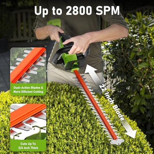 20V Max Hedge Trimmer Cordless, 22" Bush Trimmer with 2 Battery and Charger