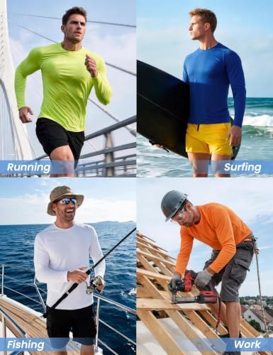 MLYENX 7 Pack Long Sleeve Shirts for Men Sun Protection Quick Dry