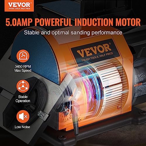 VEVOR Professional 4 x 36 in. Belt Sander with 8" Disc Sander, 5A Induction Motor Cast Aluminum Worktable for Woodworking, Metalworking