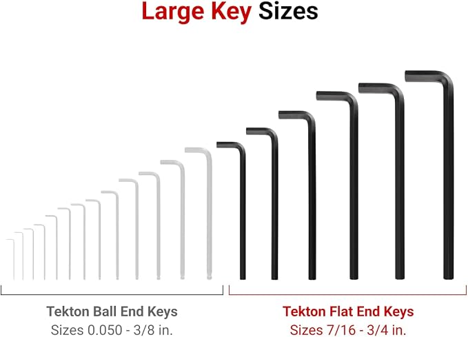 TEKTON Flat End Hex L-Key Set, 15-Piece | KLX90301 | (7/16 - 3/4 in., 11 - 19 mm), Manganese Phosphate Finish