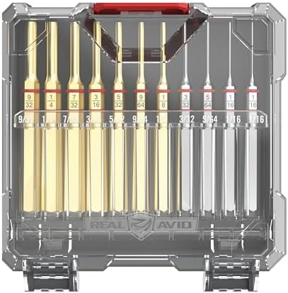 Real Avid 11-Piece Pin Punch Set - Portable All-in-One Punch Set with Storage Case - Choose Between Roll Pin, Standard or Brass and Steel Set