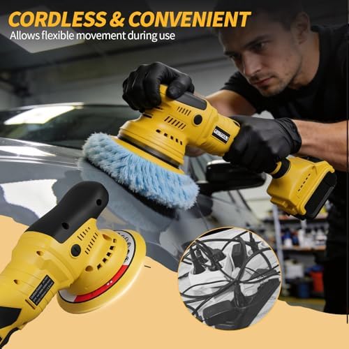 Polisher for Car Detailing to 5500Rpm (Yellow, Upgraded Version)