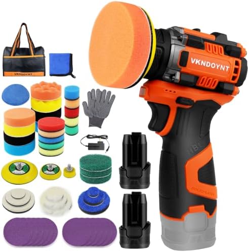 Brushless Cordless Polisher, 2 Variable Speed Mini Buffer Polisher (0-500/0-3000 RPM), 2x2600mAh Batteries, 1/2/3" Backing Pads, 52 Accessories, Small Sander for Car Detailing/Buffing/Sanding/Waxing
