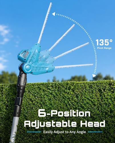 SEESII 20V Pole Hedge Trimmer Cordless, 8.5 FT Reach, Dual 4.0Ah Batteries
