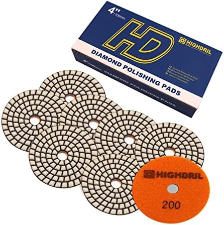 Dry Diamond Polishing Pads - 8pcs 4 inch #200 Sanding Pads Kit for Granite Marble Ceramic Used on Angle Grinder or Polisher